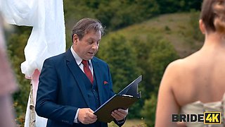 BRIDE4K. Sexy bride with natural tits is having a kinky sex with a groom dressed up as a hound: Porn