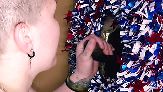 Memorial Day Glory Hole Tom boy in halter top gives blowjob  and get fucked by bbc