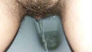 She Peed and Wiped Her Wet, Hairy Pussy