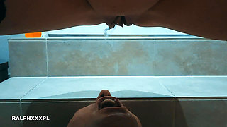 Long morning pissing in the slave's mouth, Human toilet slave