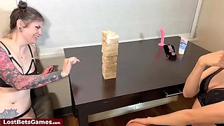 Hot Lesbian Truth or Dare Jenga Game with Daphne Brooks - Strip Tease & Wild Kissing