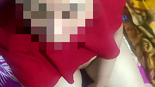 My big Dick gets Blowjob by beautiful Red Hijab Teacher