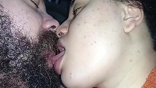 Moaning Horny, While Licking And Kissing The Naughty Mouth Of The Bitch Who Masturbates His Cock