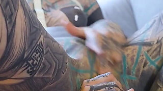 Burlesque Tattoo Beauty with Big Boobs Gives Anal Fuck with Strap-on