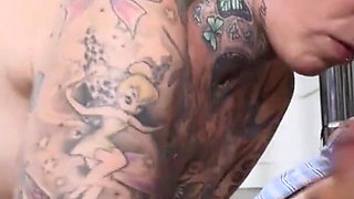 Tattooed secretary fucked by boss