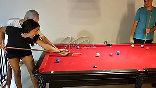 Hot Wives Learn Pool But End Up Fucking - Amateur Swinging Orgy