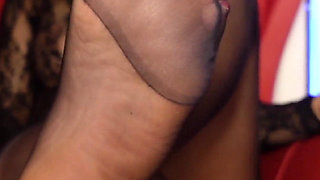 Step-mommy's Nylon Foot Slut