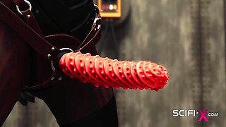 Striking side piece at ball gagged video