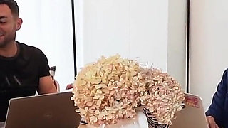 Mute Maid Gets Fucked by Her Bosses in a Quickie in the Kitchen