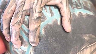 Tattooed Woman Testing Fuck Machine with Her Anal
