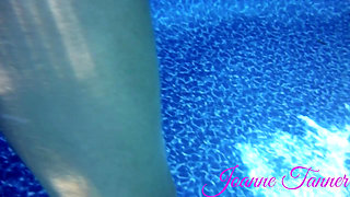 Mrs. Joanne Tanner a Real Public School Teacher Exposing Her Pussy in The Pool