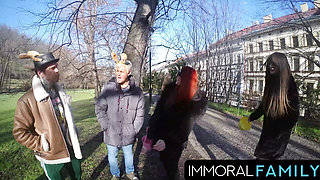 Katy Rose & Mia Trejsi Easter Egg Hunt Turns Into Double Pussy Penetration (dpp) Foursome - Immoral Family 4k