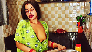 Hot Indian Bhabhi in Nighty Fucked by Devar in Kitchen