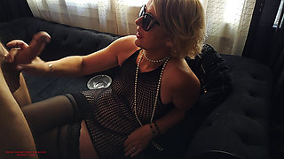 Cigarette Handjob Game, Karina Is Ruthless Intense, Smokes While Milking Him - Big Cumshot! - POV Full Video