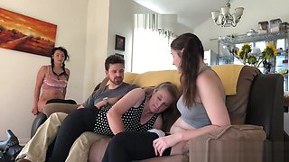 Stepsisters and Mother spanked