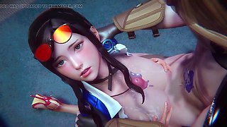 3d animation, korean cute girl, girls sexing