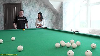 Her First Rough Anal On The Pool Table