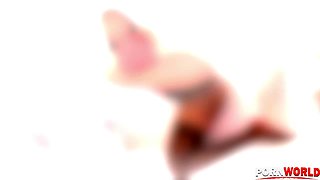 Leggy Seduction in Black: Babe Fingers Pink Pussy On Couch