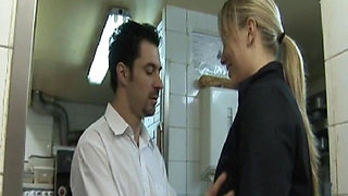 French Babe Got Double Fucked in the Kitchen