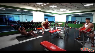 Futa3DX - Futa Babe Gets DP'D Hard At The Gym