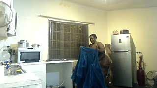 Fat Ass BBW Moaning and Stripteasing at the Kitchen
