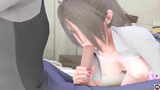 Young petite schoolgirls in 3D animated hentai video game have wild outdoor sex adventures