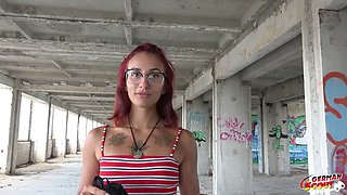 Risky anal audition with skinny inked redhead Bella Morningstar