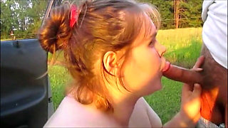 Wife 1st Public blowjob Naked gets Huge Cum Facial