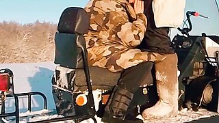 We Rode a Snowmobile with My Stepmom and Decided to Have Sex, Cum Inside