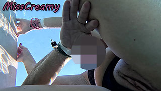 Flashing My Pussy in Front of a Student in Swimming Pool and Helps Me Masturbate - It's Very Risky with People Near