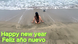 I Celebrate New Year on the Beach with My Horny Stepmother, We Have Sex on the Beach.