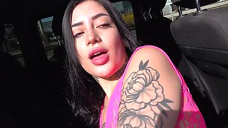 Steamy pov sex with hot brunette in a car