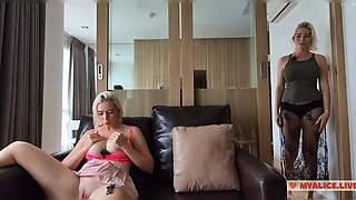 Caught My Stepsister Masturbating - Horny Stepsisters Fingering Each Other in Taboo Family Fun