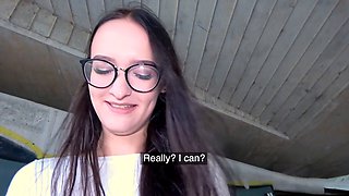 Horny Czech brunette gets her delicious butt stuffed in public under a bridge