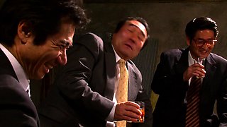 Asian hotties suck group sex