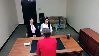 Threeway with the busty vice principal and Latina secretary