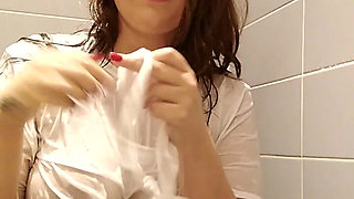 Teen British Brunette Wet T Shirt Shower & Pussy Finger Fuck Orgasm