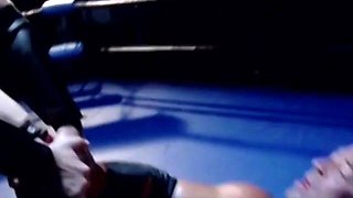 Rojer Beaumont knelt to suck on the big shaft of Bryce while masturbating his dick