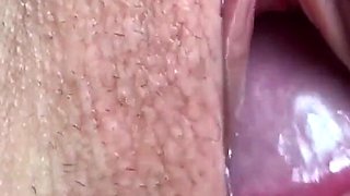 Extreme Close-up. Pussy Pissing on the Cock While Fucking. Cum on Clit.