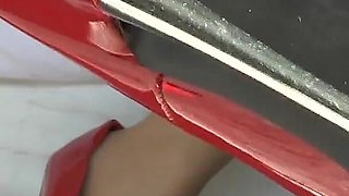 Extremely High Red High Heels, Metal Heels, Long Legs, JOI Lady Victoria Valente