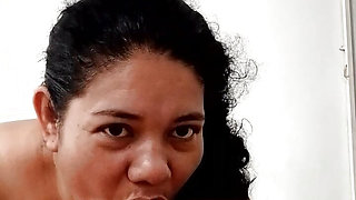 Beautiful neighbor sucking delicious deepthroat