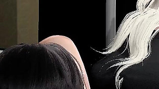 Pussylicking for Hot Blonde in Mini Skirt - She Orgasm so Hard! 3D Animation