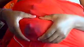 Big-Tit Black Milf Plays with Dildo on Webcam