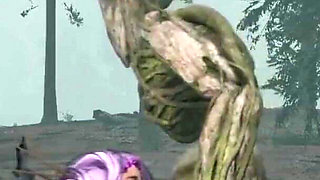 Tree monster fucks witch