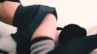 Pov Humping Pillow Jumping In Tiny Skirt With Cute Panties Riding Hard Big Ass With Teddy Bear