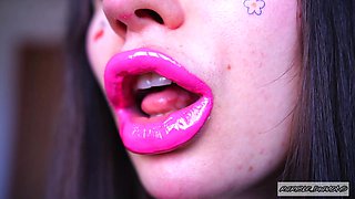 Sticky Messy Pinky Lipgloss Kisses and Spit Fetish