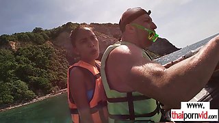 Amateur Thai teen sucking BWC on jet ski