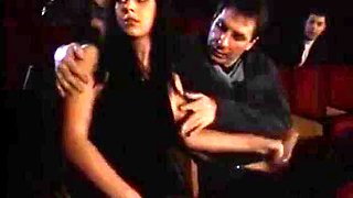 LIVE THEATER-WHO WANTS TO GO TO THE MOVIES WITH US ft. Gabriela Dani: Blowjob, Blonde  Cumshot Porn