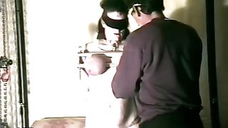 Vintage bondage action for brunette chick