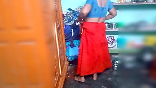 Tamil beauty girl bathing change dress